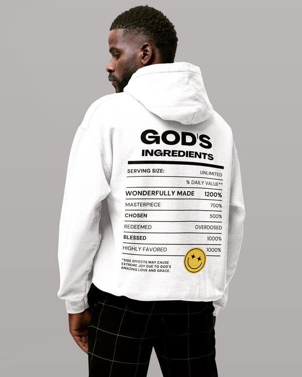 God's Ingredients White Hoodie (Double-Sided)
