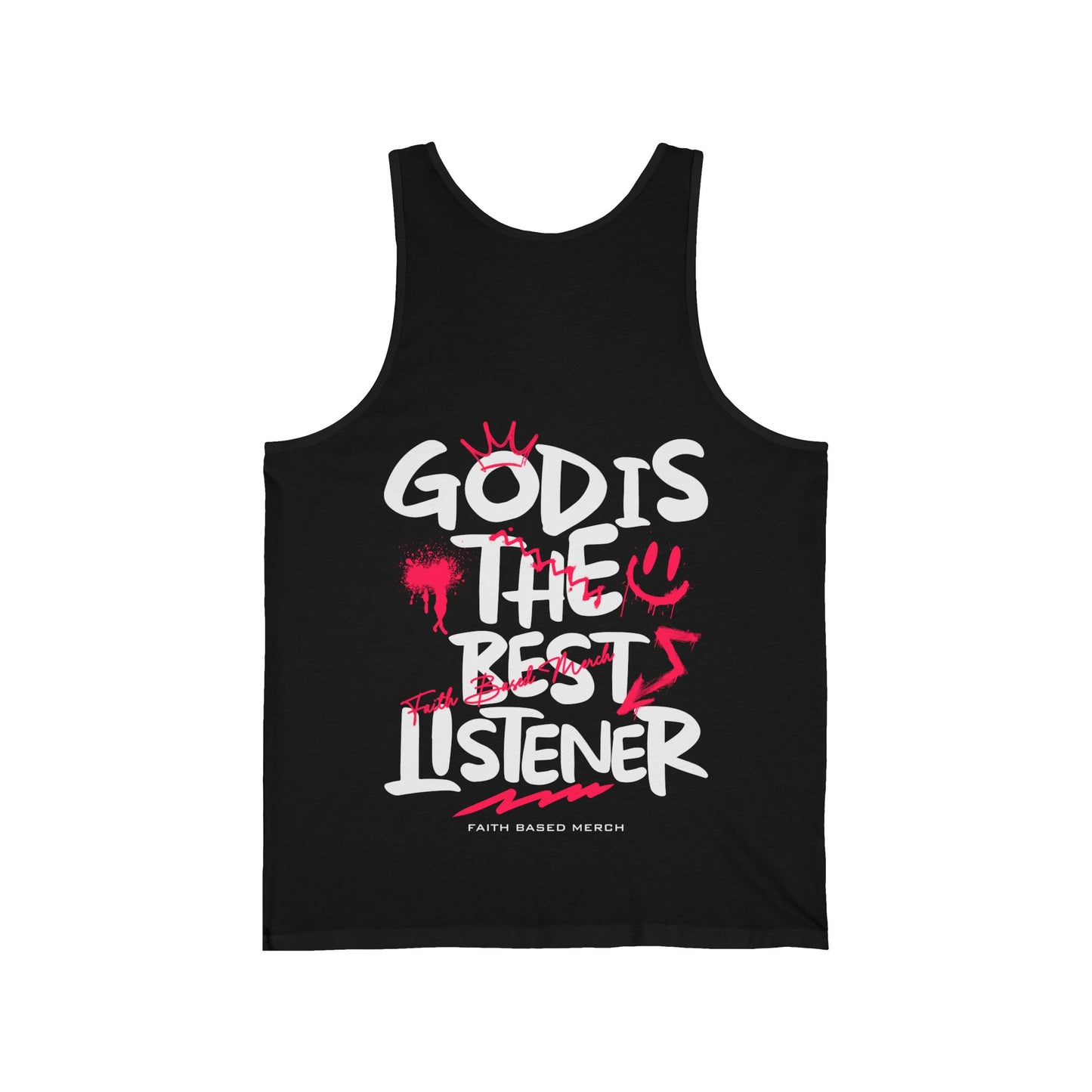 God Is The Best Listener Tank Top (Double-Sided) - Black