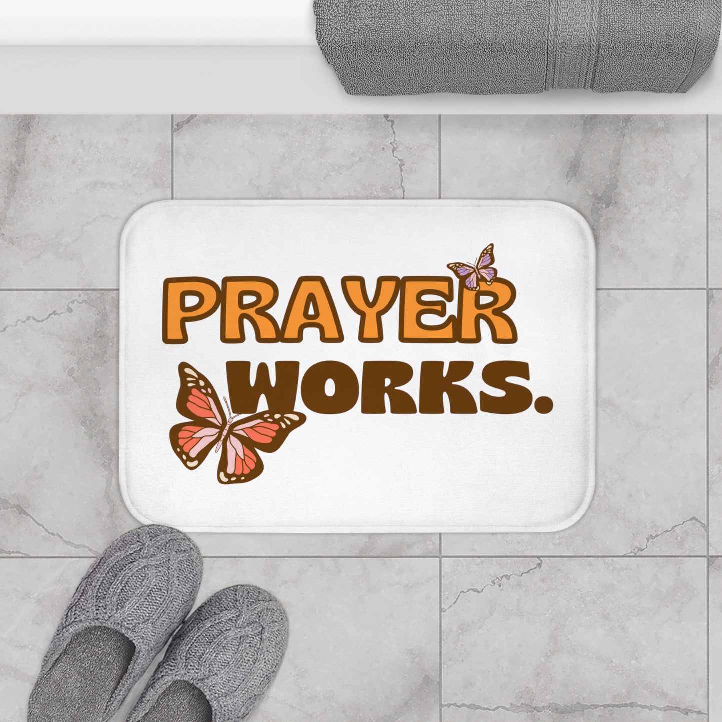 Prayer Works Bath Mat - White