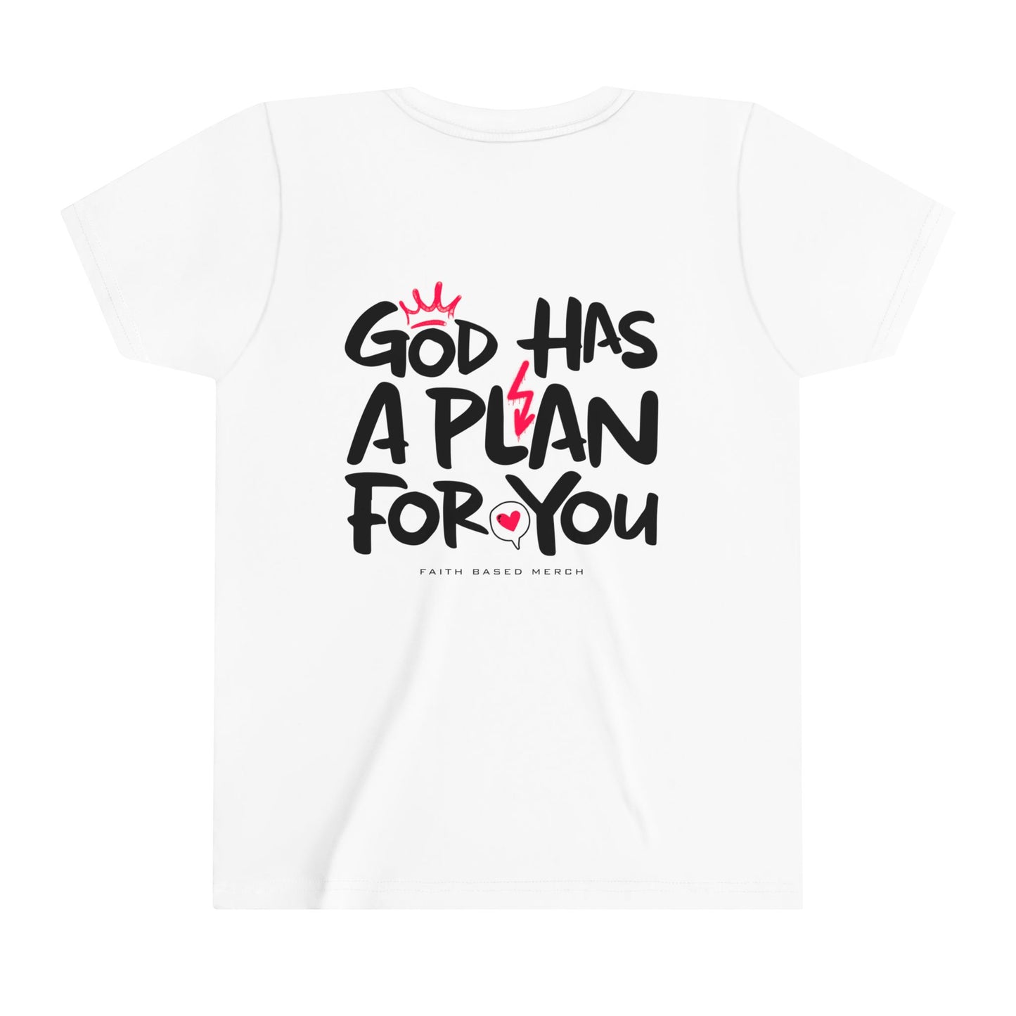 God Has A Plan Youth T-Shirt (Double-Sided) - White