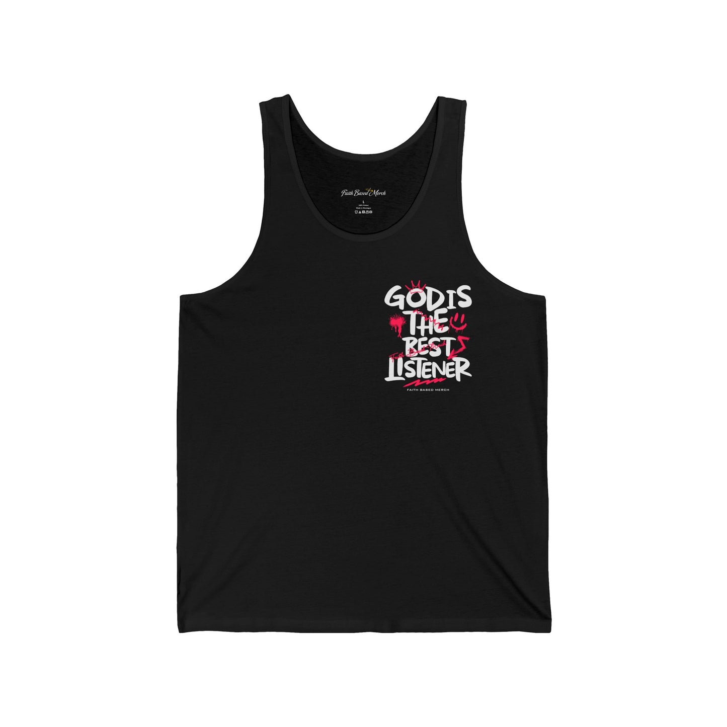 God Is The Best Listener Tank Top (Double-Sided) - Black