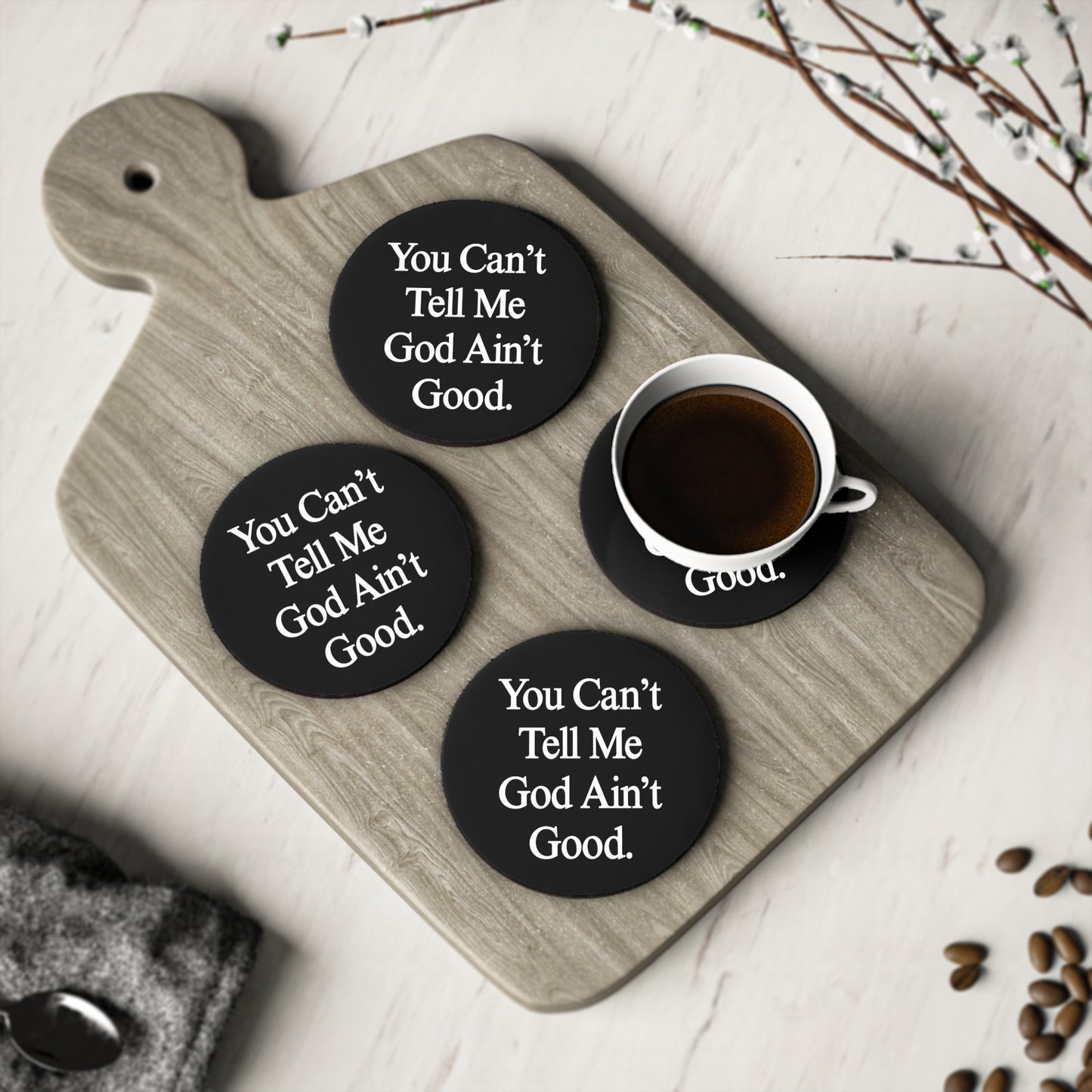 "You Can't Tell Me" Cork Back Coaster - Black
