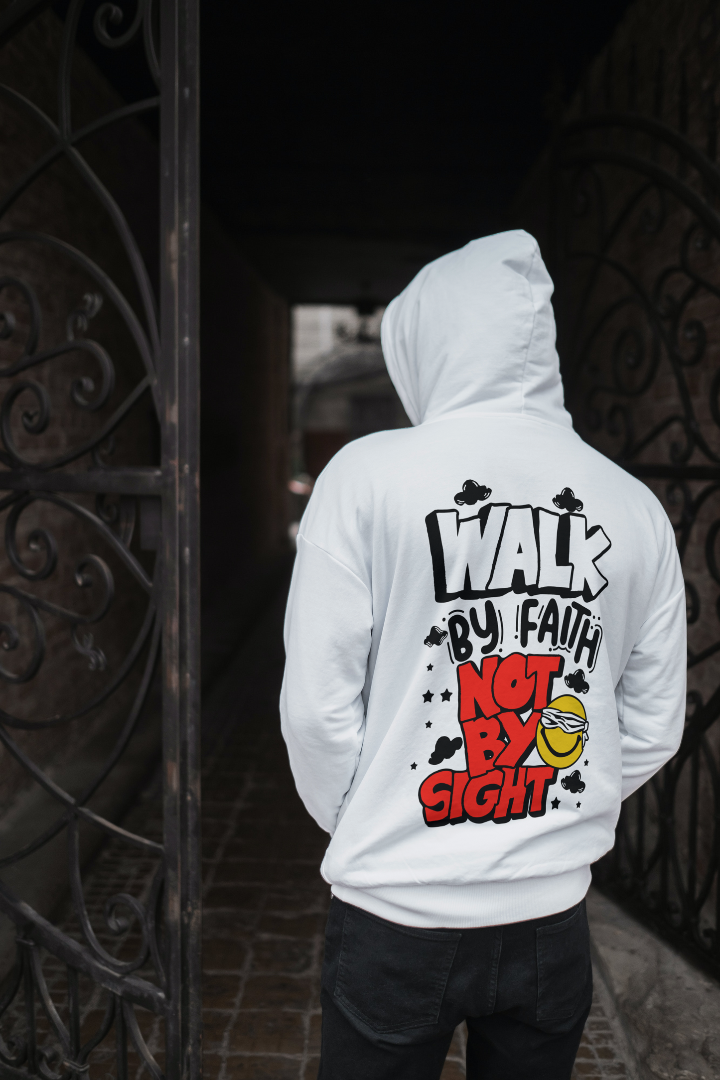 Walk By Faith Hoodie (Double-Sided) - White