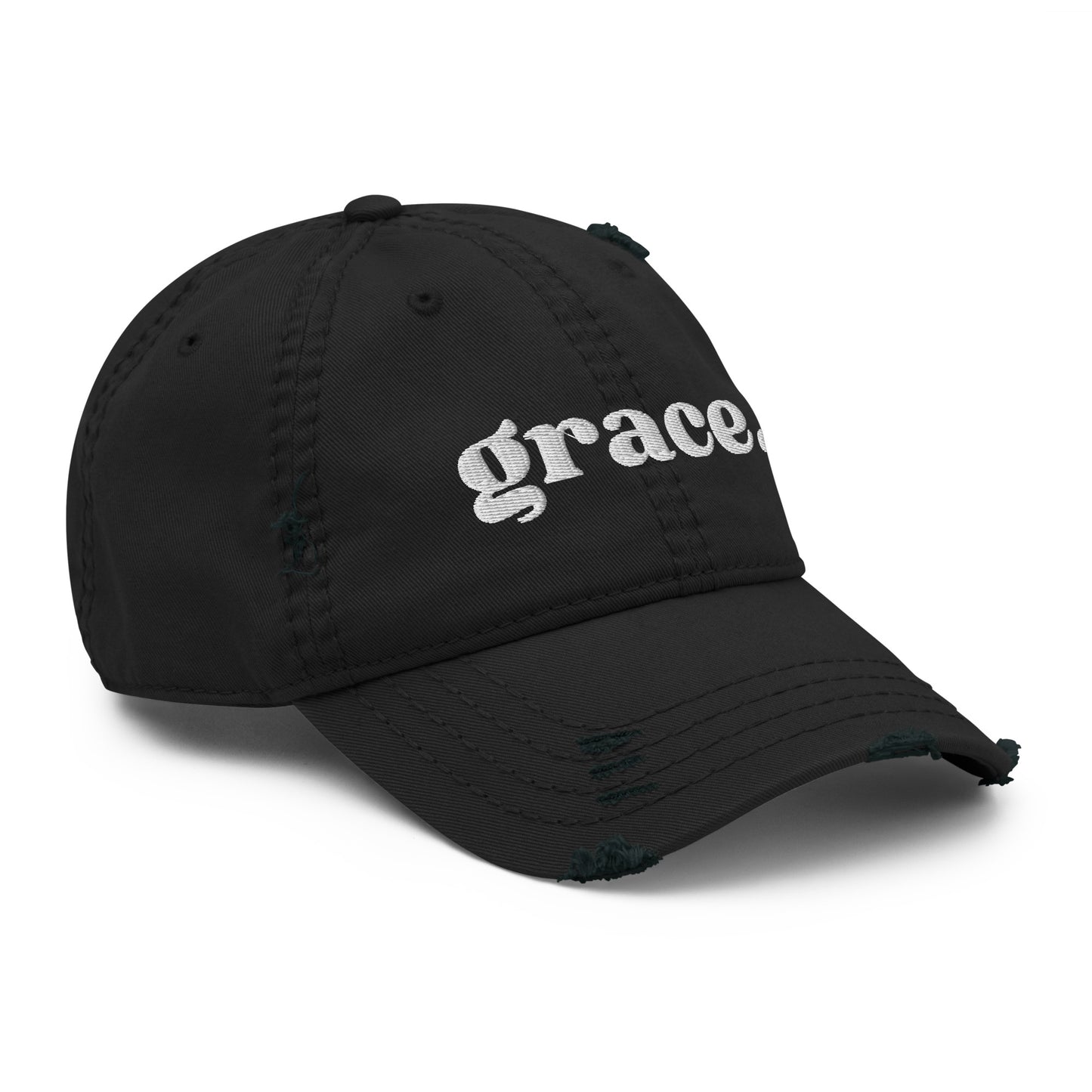 Grace Distressed Dad Hat - Black