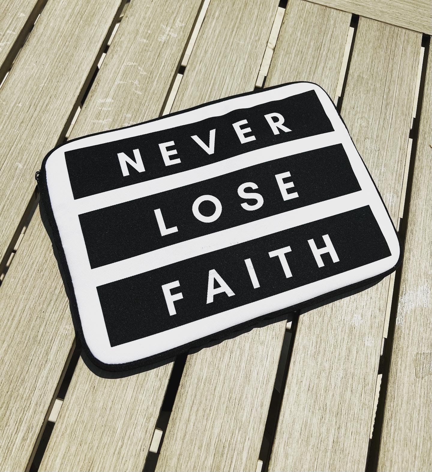 Never Lose Faith White Laptop Sleeve