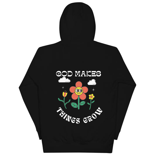 God Makes Things Grow Hoodie (Double-Sided) - Black