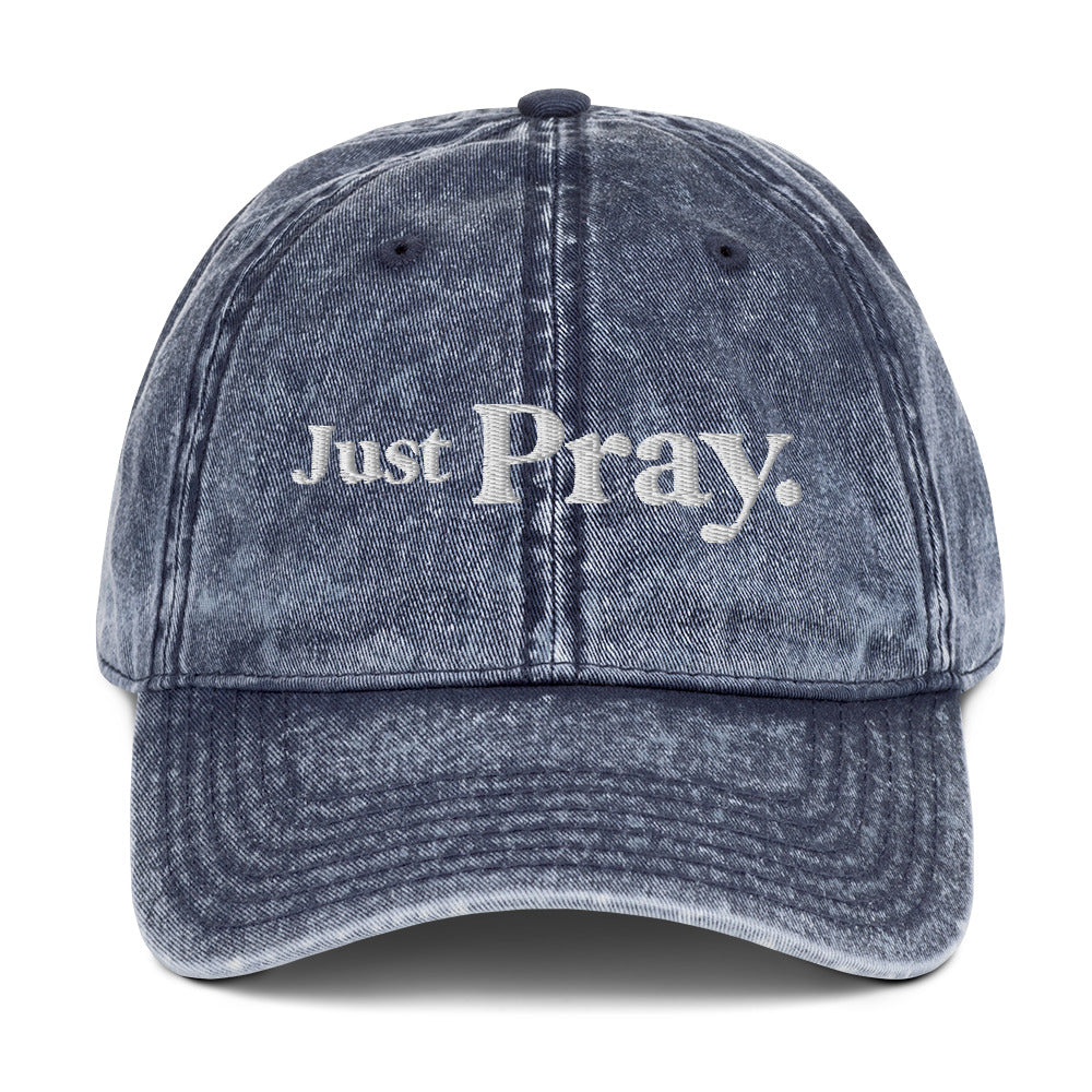 Just Pray Washed Out Dad Hat - Navy