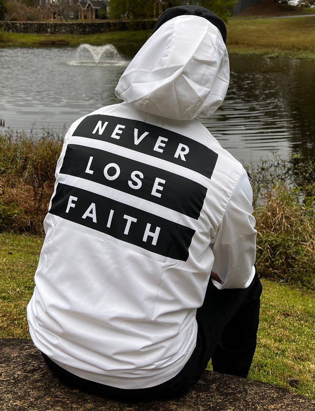 Men's Never Lose Faith White Windbreaker