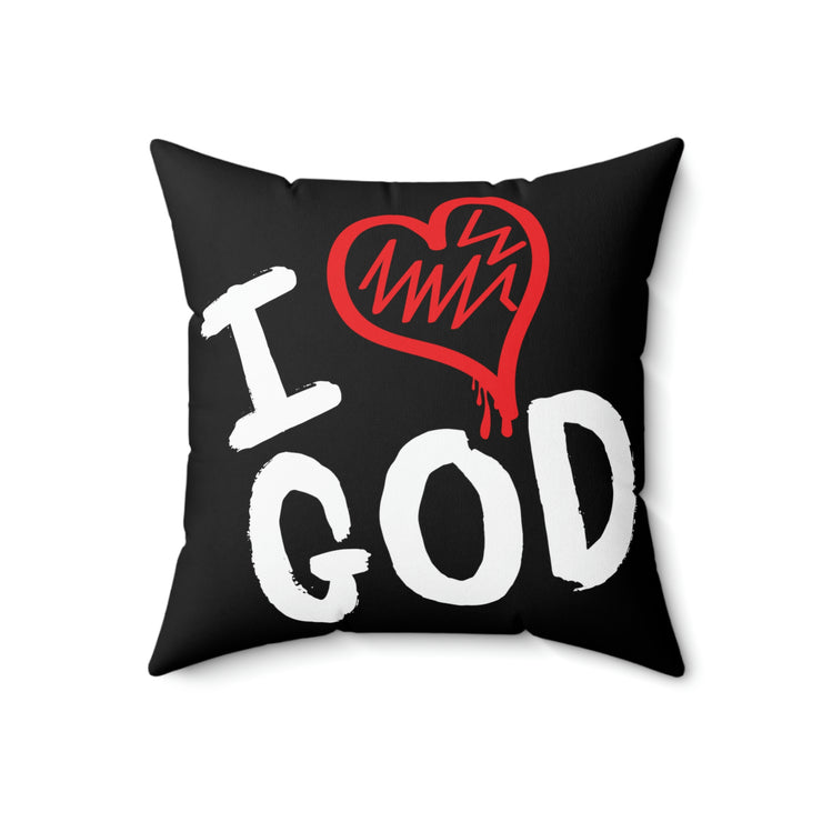 I Love God Black Square Pillow