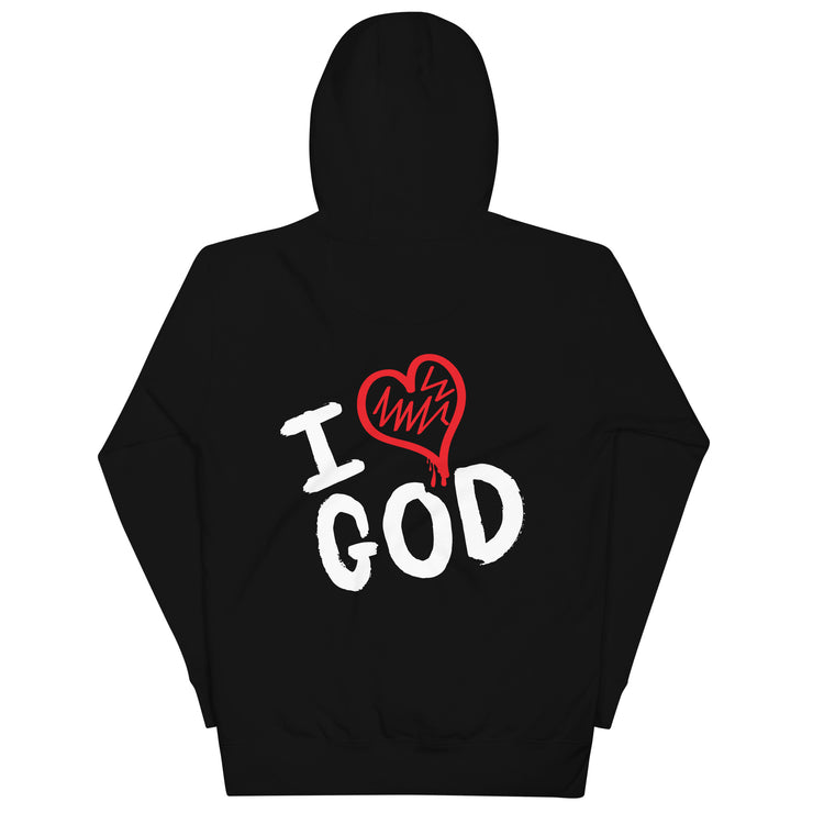 I Love God Black Hoodie (Double-Sided)